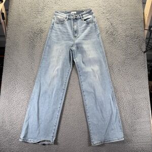 Denim Lab Jeans Women's 7 Blue Cotton Denim Wide-Leg Workwear Faded Stretch